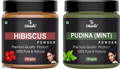 Natural Hibiscus  Pudina Powder- For Skin  Hair Combo Pack Of 2 Jar 100Gm (200Gm)