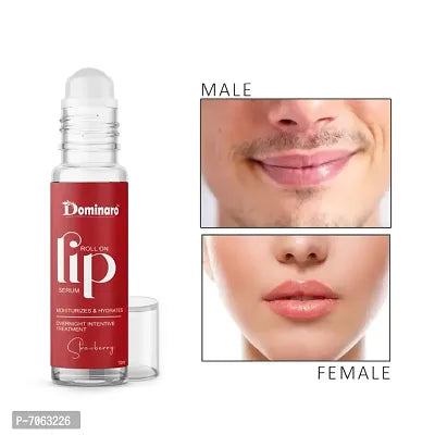 Dominaro Strawberry Pink Lip Serum Roll On,  Advanced Brightening Therapy for Soft, Moisturised Lips With Glossy  Shine For Mens And Women 10ml