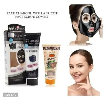 Natural Charcoal Mask and  Apricot Scrub for Face