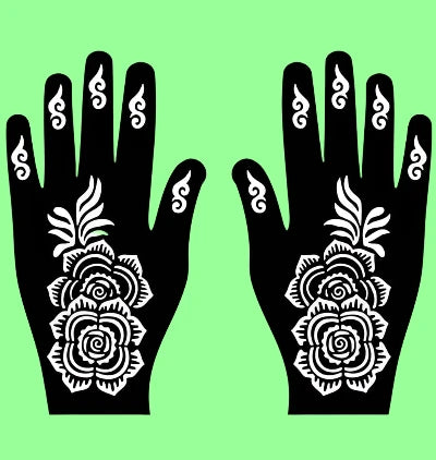 Apcutes mehndi stencil for both hands.