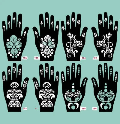 Apcutes mehndi stencils for both hands set of 4.