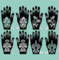 Apcutes mehndi stencils for both hands set of 4.