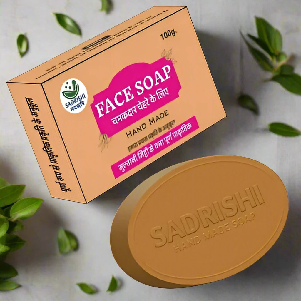 Sadrishi Ayurvedic face Soap Natural  Home Made Ayurvedic Soaps for All clean and Glowing Skin With 17 Herbs Which Surely Alleviate Stress and Anxiety.100g (Pack of 4).