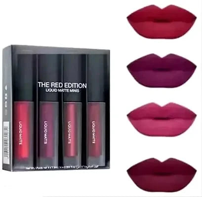 Red Matte Longlasting Crayon Lipstick Smudgeproof  Waterproof (Pack of 4) 20 gm