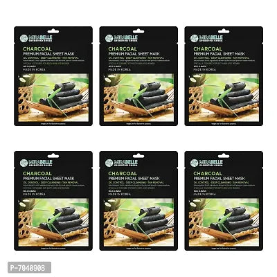 MIRABELLE COSMETICS KOREA Charcoal Facial Sheet Mask (Pack of 6)