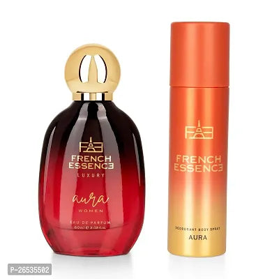 French Essence Luxury Gift Set For Women - Aura (Perfume 60Ml  Deodorant 150Ml ) 210Ml