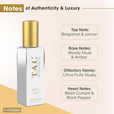 T.A.C - The Ayurveda Co. Spicy Truth Perfume, Eau De Parfum For Citrusy with Fruity Hints, Long Lasting Fragrance - 20ml