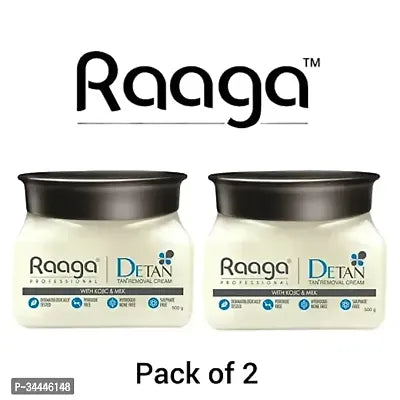 Raaga Professional De-Tan Pack with Kojic, Lactic Acid  Arbutin | Tan Removal Cream | Dermatologically Tested, Peroxide, Hydroquinone  Sulphate... Pack of -2