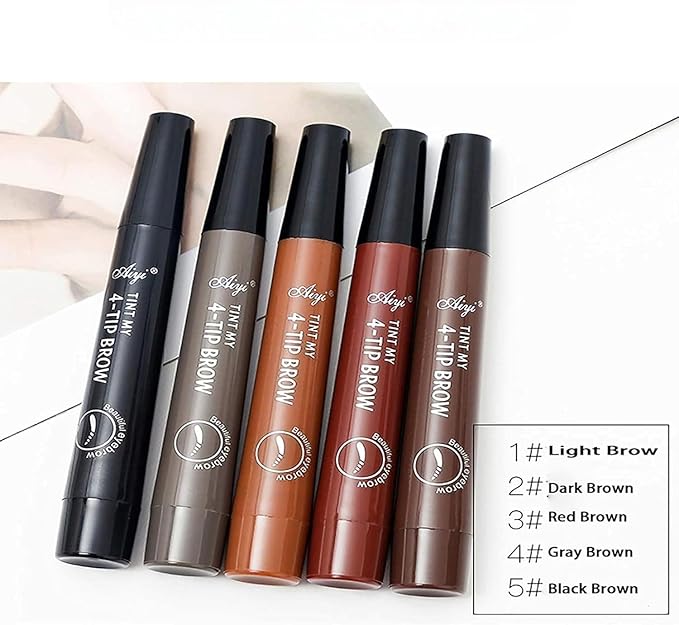 Eyebrow Pen with Pointed Tip Eyebrows Liquid Makeup Pencil Long Lasting Waterproof Fork Tip Eyebrow Tattoo Pen (Multicolor)