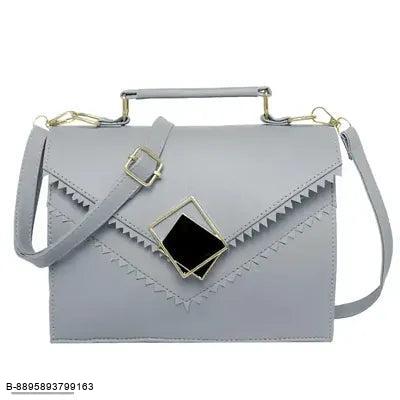 Stylish Grey PU Solid Sling Bags For Women