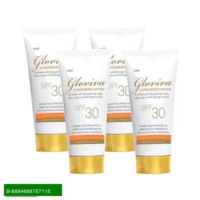 Product Essential Gloviva Sunscreen Lotion SPF 30 - Pack of 4
Protect your skin from harmful UV rays while keeping it nourished and hydrated with our Essential Gloviva Sunscreen Lotion SPF 30. This specially formulated sunscreen comes in a convenient 50 m