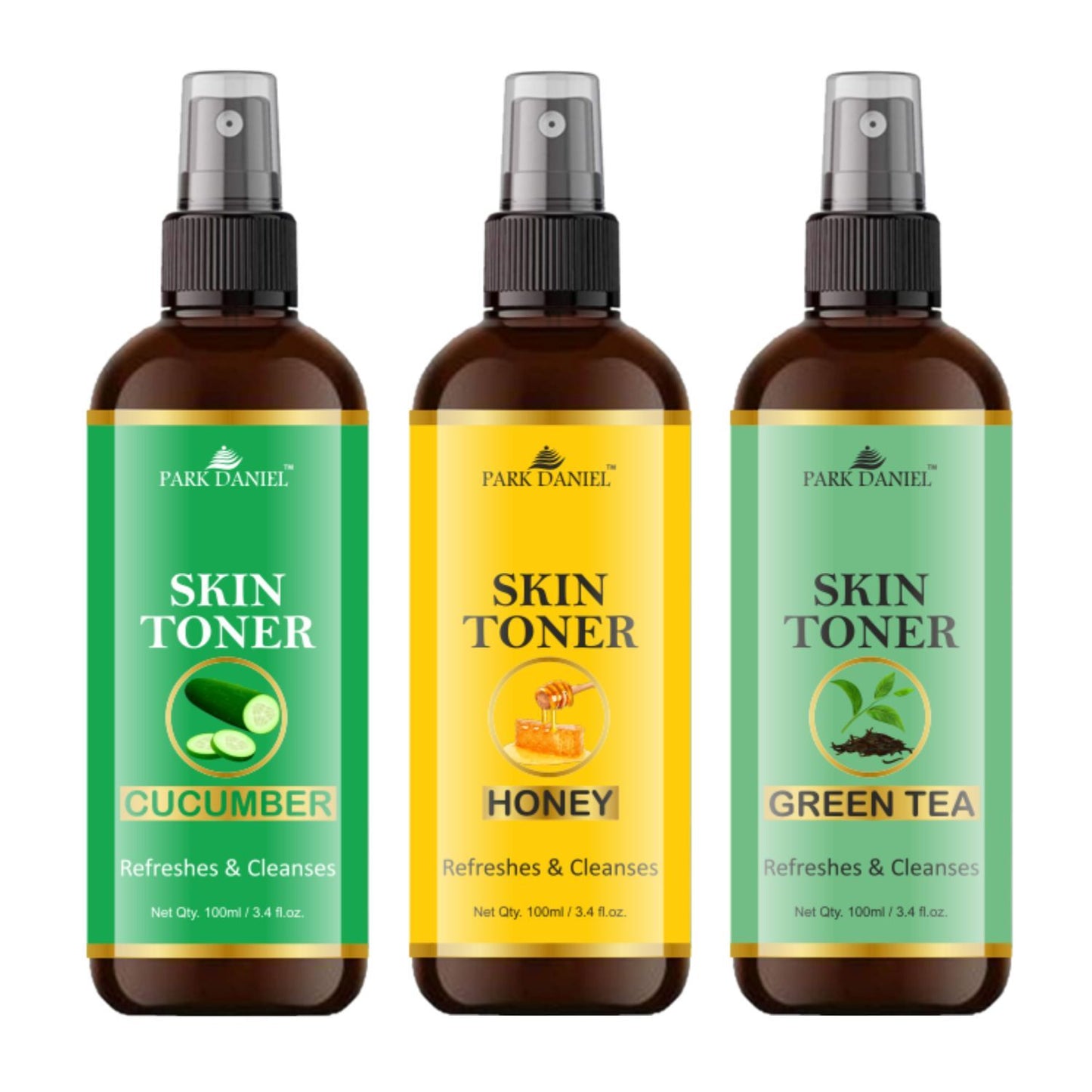 Park Daniel Cucumber,Honey & Green Tea Skin Toner Combo Pack Of 3 Bottles Of 100ml (300ml)