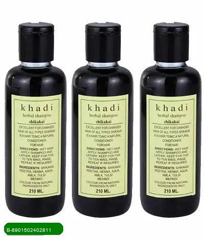 BestoSale.Com-Image 1-Revitalize Your Hair with Khadi Shikakai Shampoo Discover the natural goodness of Khadi Shikakai Shampoo, a perfect blend of traditional Indian herbs designed to nourish and strengthen your hair. This tripack offers a total of 210ml of pure herbal shampoo, ensuring you have enough to pamper your tresses. Enriched with the power of Shikakai, known for its gentle cleansing properties, this shampoo helps remove dirt and excess oil without stripping your hair of its natural moi