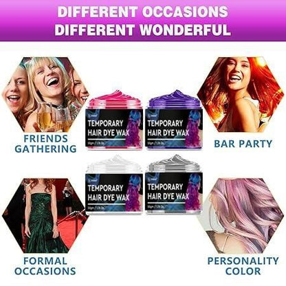 Temporary Hair Coloring Wax 120g (Pack of 4)