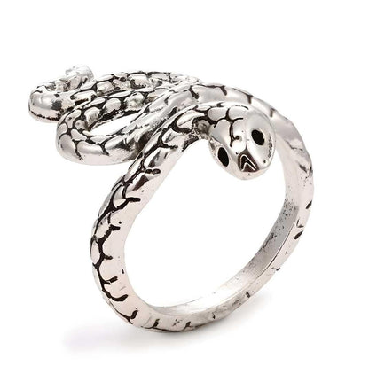 Silver and Black Color Snake Ring For Men and Women