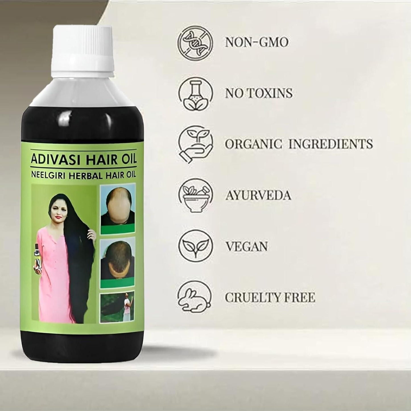 Product Name : Adivasi Herbal Hair Oil 125ML (Pack of 2)Package Contains: It Has Hair Oil ProductComposition: Hair OilProduct Quantity: 125 mlHair Type: All HairType Form: LiquidCombo: Pack Of 2Ideal for WomenWeight: 100