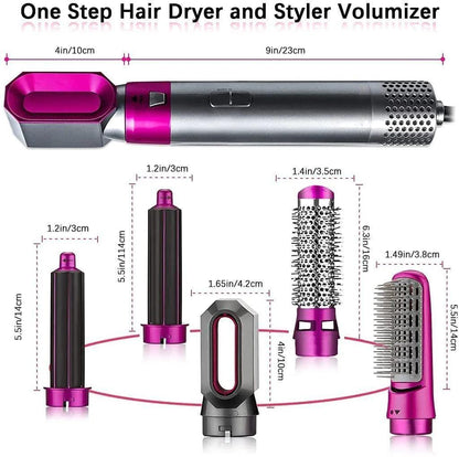 5 in 1 Multifunctional Hair Dryer Styling Tool, Detachable 5-in-1 Multi-Head Hot Air Comb, The Negative Ion Automatic Suction Hair Curler