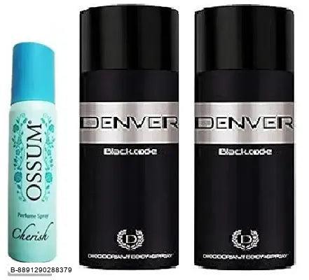 Ossum Cherish 25ml, Denver Code 50ml, Code 50ml (pack of 3) Body Deodorants for men women.