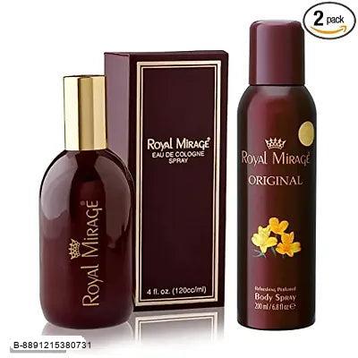 ROYAL MIRAGE Original Brown Perfume 120 ML and Original Brown Refreshing Perfumed Body Spray 200 ML Combo (Unisex Fragrance)