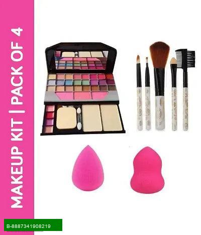 Product Elevate Your Makeup Game with Our Combo Makeup Kit!     Unleash your creativity with our exclusive Combo of 5 Pcs Makeup Brush Set, complete with 2 Blender Puffs and a stunning Eye Shadow Palette. This comprehensive makeup kit is designed for both