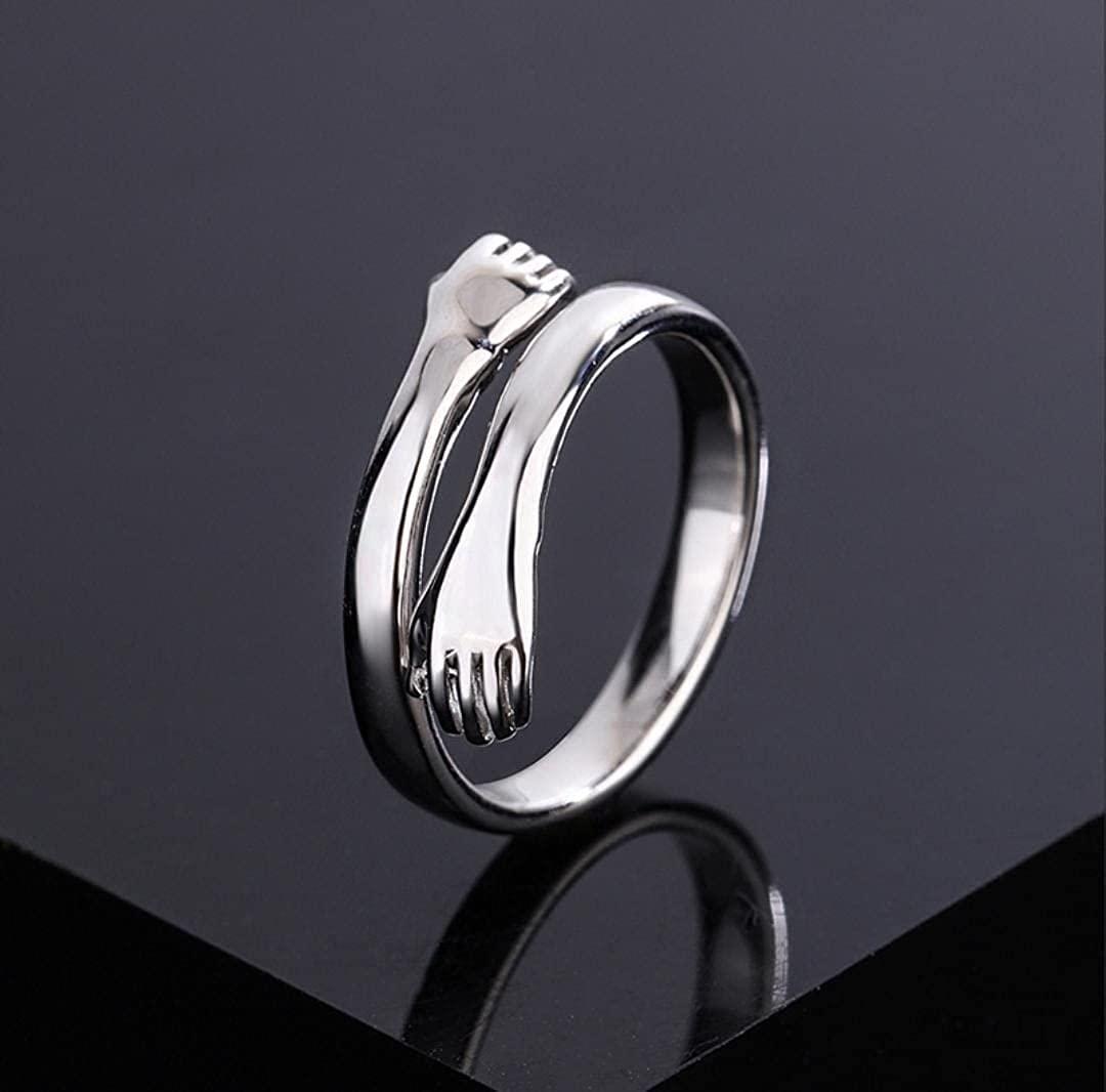 Silver Adjustable friendship and Loved Ones cuddle Hug Ring For Girl and Women Always Wear It All Special Days