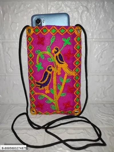 Stylish Handmade Rajasthani Style Mobile Pouches Combo with Saree Clip