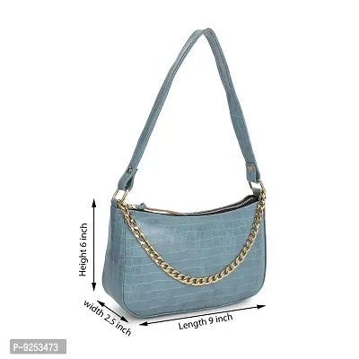 GM CREATIONS? Leatherette Formal Casual Beauty Fashion Latest Stylish Shoulder Cross-body Side Sling Handbag With Non-Detachable Travel Chain Short strap For Women  Girl(Blue)