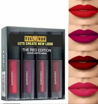 Non Transfer Waterproof Longlasting Liquid Matte Mini Lipstick Combo Pack Of 4