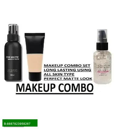 Product Professional Makeup Combo of Matte Fixer with Illuminating Primer Foundation Tube (Pack of 3) Elevate your makeup game with our Professional Makeup Combo, designed for beauty enthusiasts who crave a flawless finish. This exclusive pack includes:  