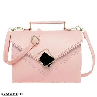 Stylish Peach PU Solid Sling Bags For Women