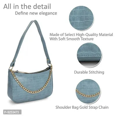 GM CREATIONS? Leatherette Formal Casual Beauty Fashion Latest Stylish Shoulder Cross-body Side Sling Handbag With Non-Detachable Travel Chain Short strap For Women  Girl(Blue)