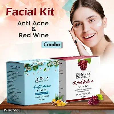 Natural Facial Kit Combo - Oil Control, Anti Acne & Wrinkle Control Red Wine Facial Kit