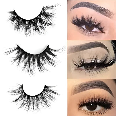 D.B.Z. 10 Pairs Black Natural 5D Thick Long False Eyelashes, Eye Makeup Lash 5D Eyelash Long Natural Eyelashes (Pack Of 10)