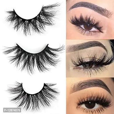 D.B.Z. 10 Pairs Black Natural 5D Thick Long False Eyelashes, Eye Makeup Lash 5D Eyelash Long Natural Eyelashes (Pack Of 10)